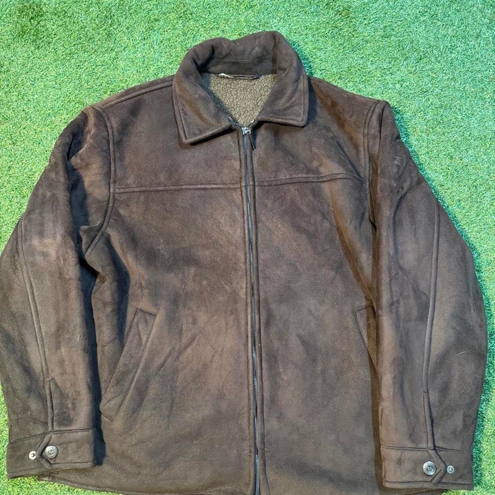 Brown Faux Suede Sherpa Lined Jacket – Size L